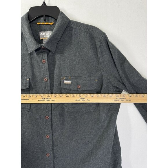 Ariat Rebar Flannel Durastretch Shirt Women’s 2XL Gray Button Front Long Sleeve - Picture 8 of 9